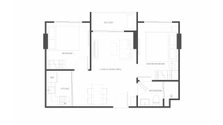 Apartment floor plan, 2 bedrooms in Rhea No. 11008
